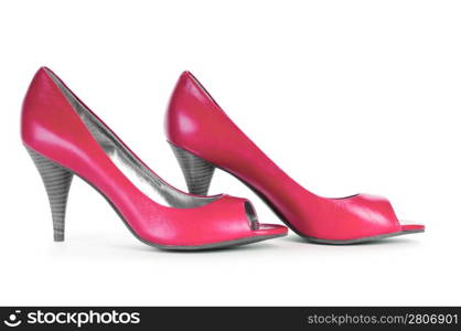 Red female shoes in fashion concept