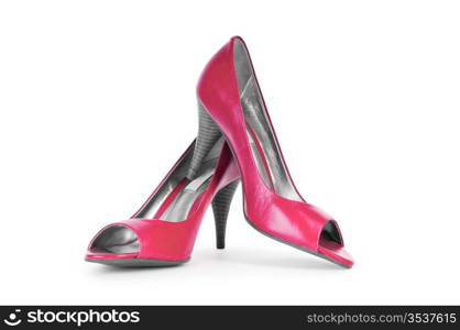 Red female shoes in fashion concept