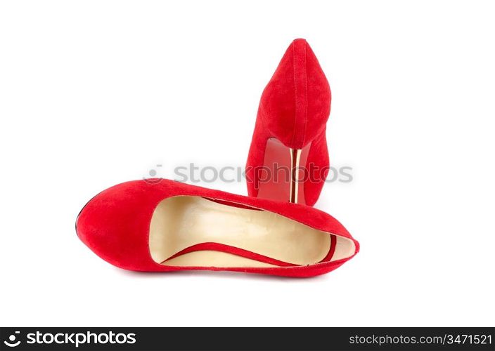 red female shoes on a white background
