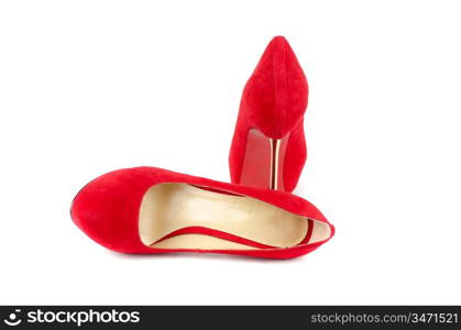 red female shoes on a white background