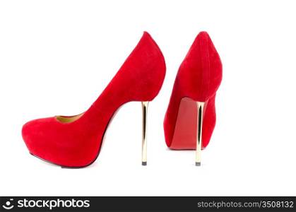 red female shoes on a white background
