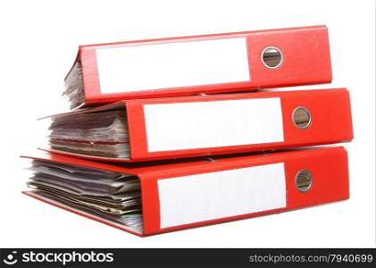 Red file folders archive isolated on white background