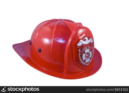 Red fireman helmet isolated on white background