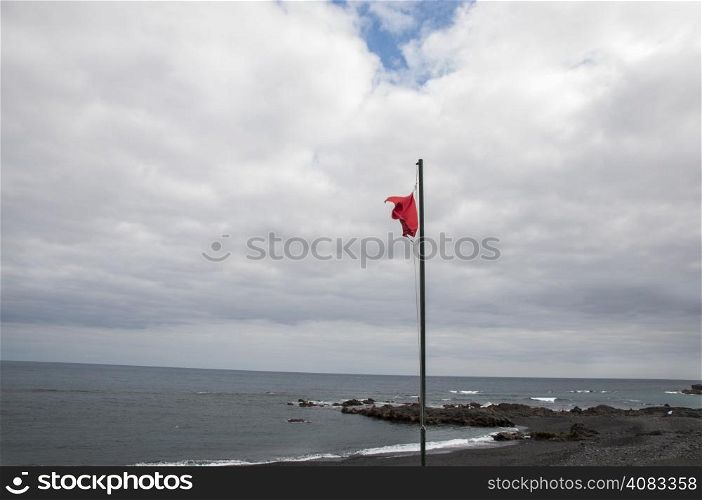 red flag on the beaches of the Canary Islands