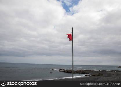 red flag on the beaches of the Canary Islands