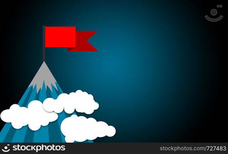 Red flag on the top of the mountain, 3D rendering
