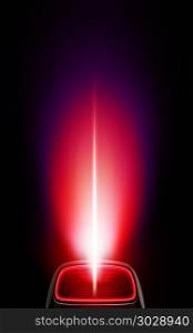 red flame of a modern torch, bright beam. red flame of a modern torch