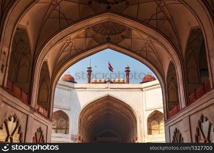 Red Fort Delhi, beautiful arch interior, India.. Red Fort Delhi, beautiful arch interior, India