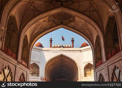 Red Fort Delhi, beautiful arch interior, India.. Red Fort Delhi, beautiful arch interior, India