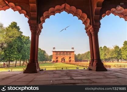 Red Fort Delhi, view on Lal Qila from Diwan-i-Aam, India.. Red Fort Delhi, view on Lal Qila from Diwan-i-Aam, India