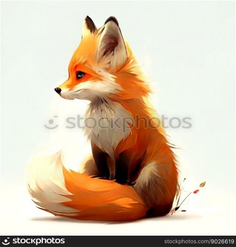 Red fox isolated on white background. Ai generated.