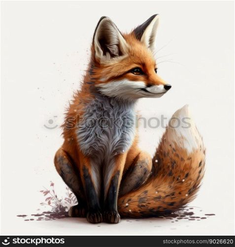 Red fox isolated on white background. Ai generated.