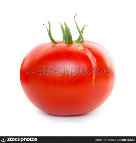 Red fresh ripe tomato isolated on white background