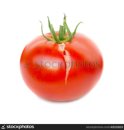 Red fresh tomato isolated on white background
