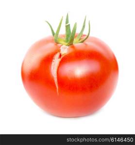 Red fresh tomato isolated on white background