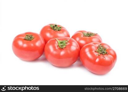 Red fresh tomatos isolated on white background