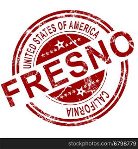 Red Fresno stamp with white background, 3D rendering