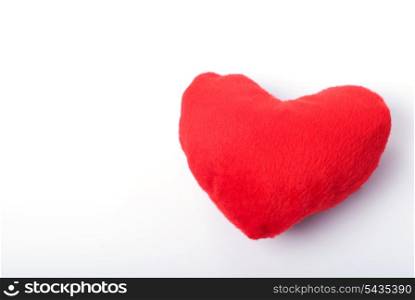 red fur heart on isolated on white background