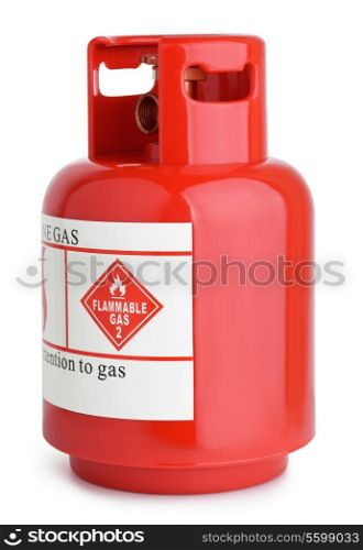 Red gas cylinder isolated on white