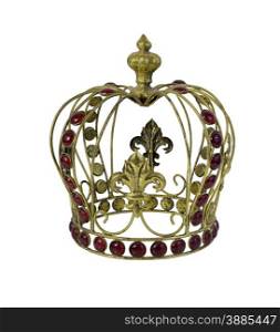 Red Gem Embellished Golden Crown - path included