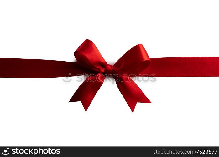 Red gift bow isolated on white background holiday gift concept. Red gift bow on white