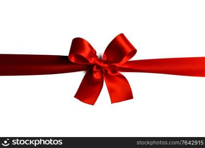 Red gift bow isolated on white background holiday gift concept. Red gift bow on white
