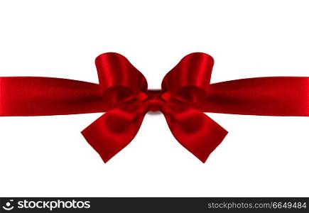 Red gift bow isolated on white background. Red gift bow on white