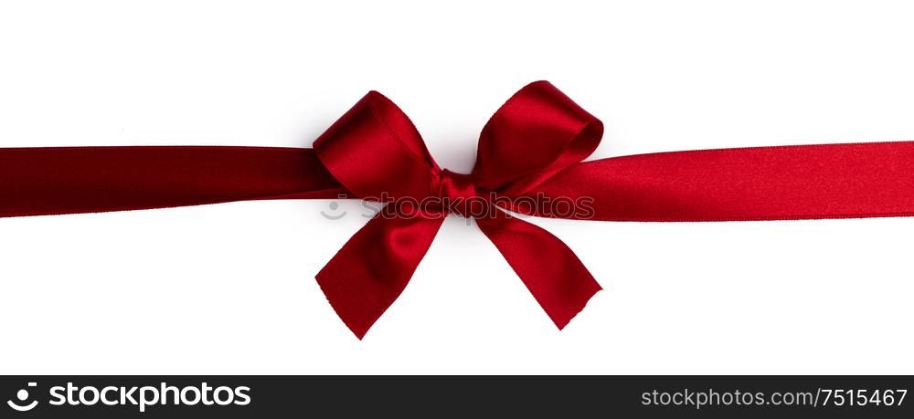 Red gift bow isolated on white background. Red gift bow on white