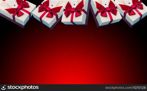 Red gift box, celebration, important day on the blue background