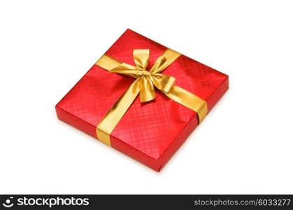 Red gift box isolated on the white