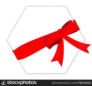Red gift ribbon bow on whtie background
