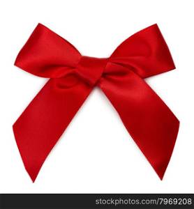 Red gift ribbon isolated on white.