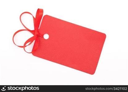 Red gift tag with bow