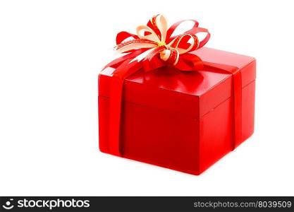 Red gift with a red ribbon and a bow