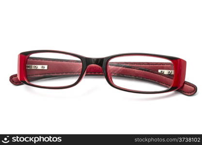 Red glasses isolated on white background