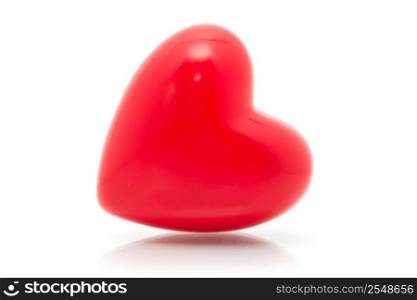 red glossy shiny heart shape isolated on white background