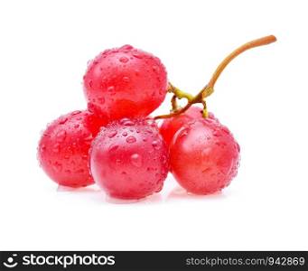 red grapes and water drops isolated on white background