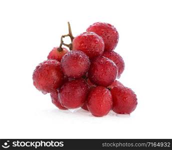 red grapes with drop of water isolated on white background.