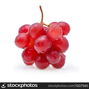 red grapes with water drops isolated on white background.