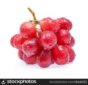 red grapes with water drops isolated on white background.