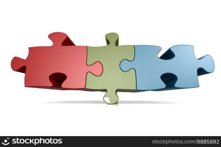 Red green blue jigsaw puzzle image with hi-res rendered artwork that could be used for any graphic design.
