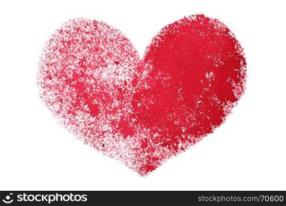 Red grunge stenciled heart isolated on the white background