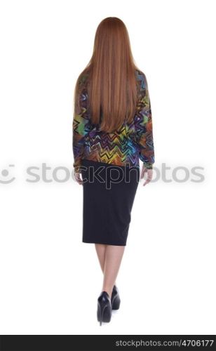 Red-haired young woman, isolated on white background