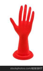 Red hand isolated on the white background