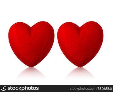 Red heart foam isolated on white background