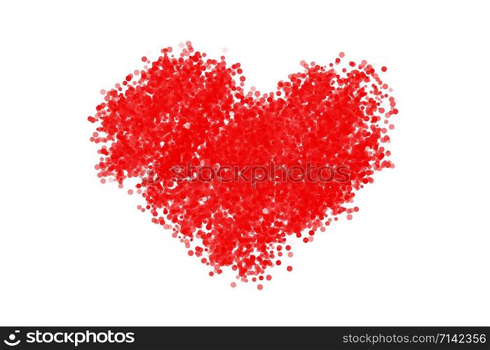 Red heart icon isolated on white background created from bokeh. Valentine&rsquo;s symbol