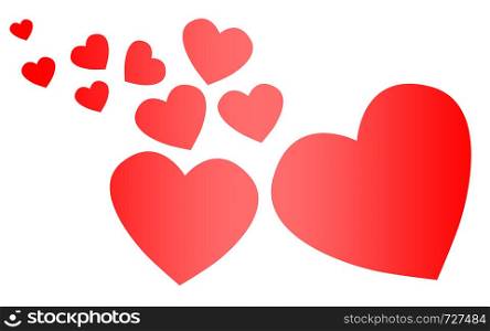Red heart icon love symbol set, 3D rendering