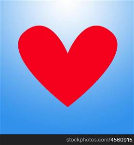 Red heart isolated on a blue background