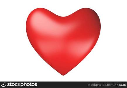 Red heart isolated on white background for Valentine's Day or wedding ceremony in love symbol. 3d sign abstract illustration.