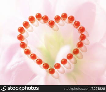 Red heart shape on a flowered background